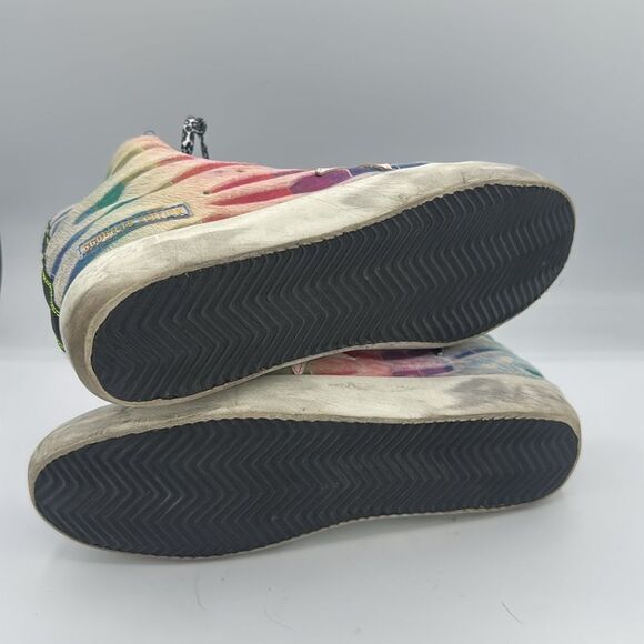 Golden Goose Pink Tye Die Ponyhair High Top Sneakers EU 41/ US 11 Pride - Picture 12 of 13